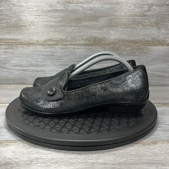 Dansko Women’s Oleana Metallic Black Flats Loafer Leather Shoes Size EU 36 US 6 - Picture 1 of 9